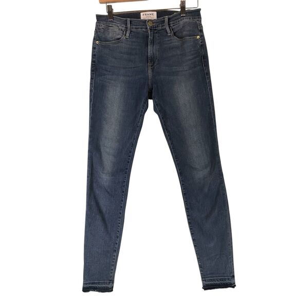 Frame Womens Le High Skinny Jeans Crop Blue Stretch Denim WOMENS SIZE 27 Merrick - Picture 1 of 11